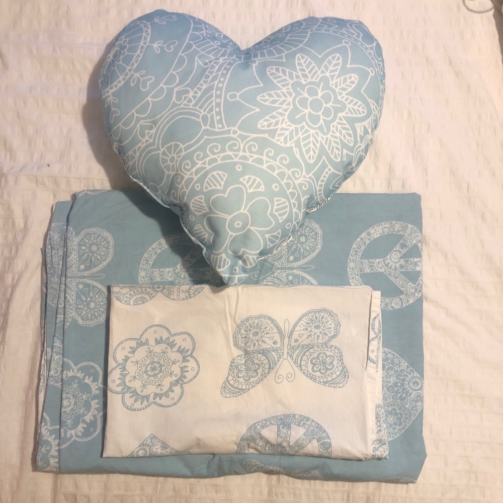 3 Piece Twin Duvet Cover IKEA Vanskaplig Light Blue with pillowcase Boho Love
